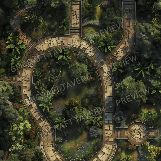 Overgrown Botanical Gardens With battlemap preview