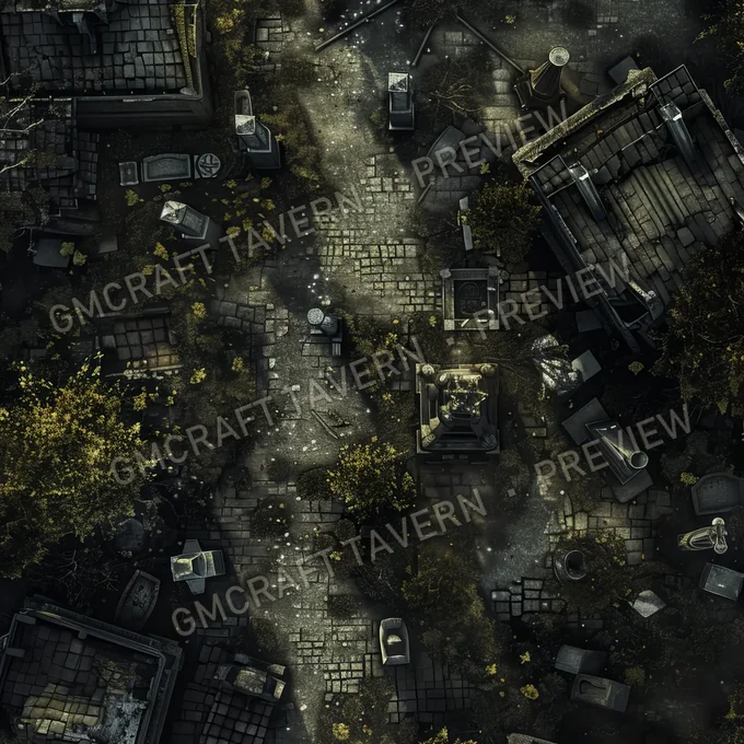 Overgrown Cemetery Filled With T battlemap preview
