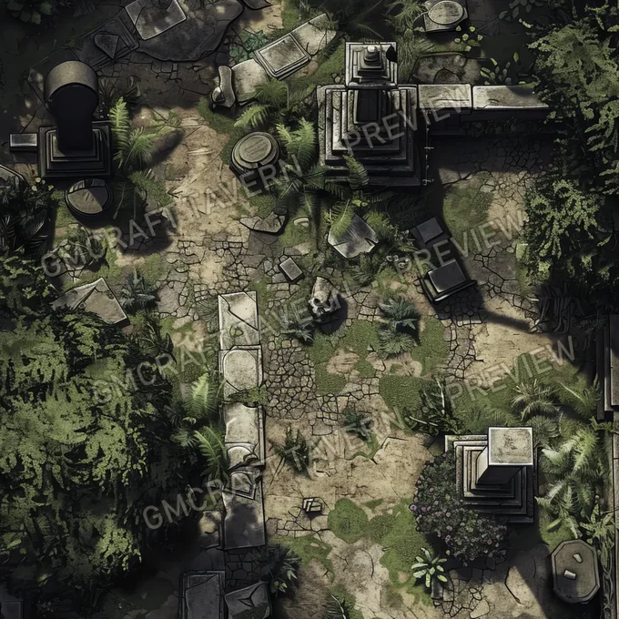 Overgrown Cemetery Filled With T battlemap preview