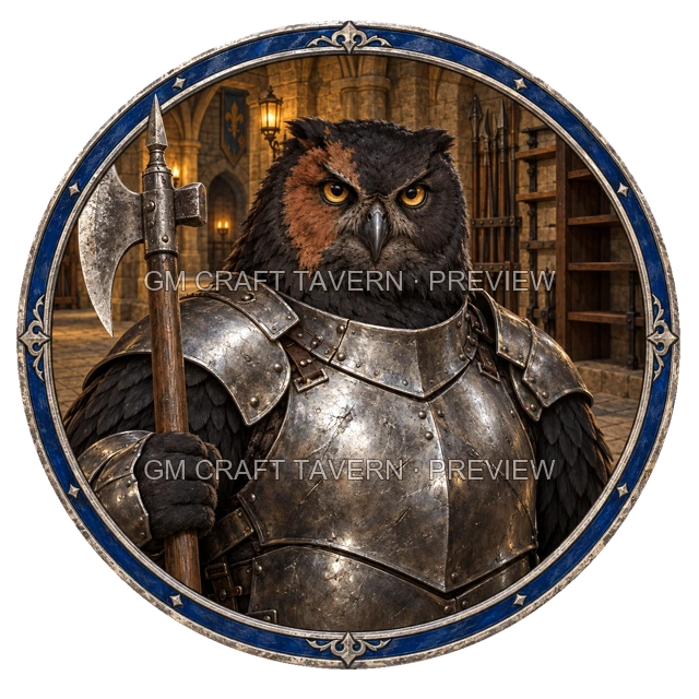 Varka Redcliff - aperçu de token de combattant vu du dessus