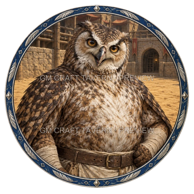 Morga Redcliff - aperçu de token de combattant vu du dessus