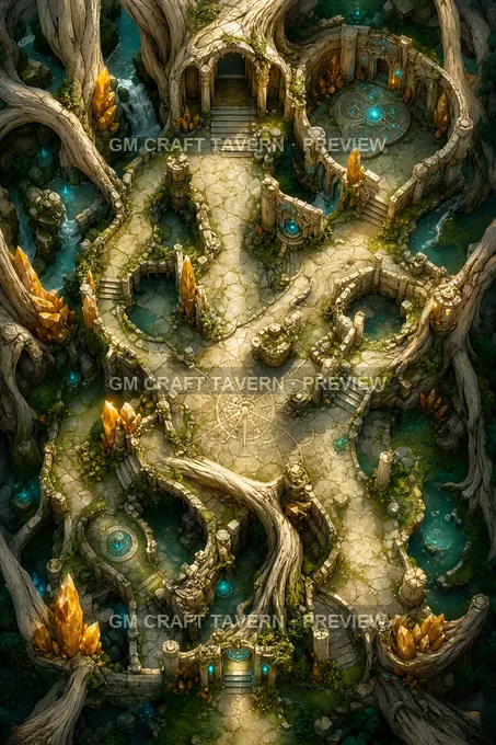 Calcified Forest Temple Inner Ruins battlemap preview