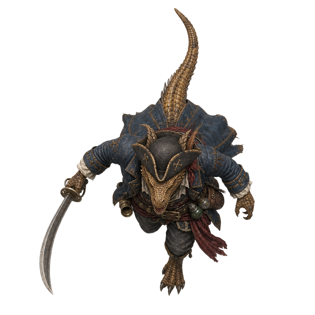 Dragonborn Pirate Raider top-down token preview