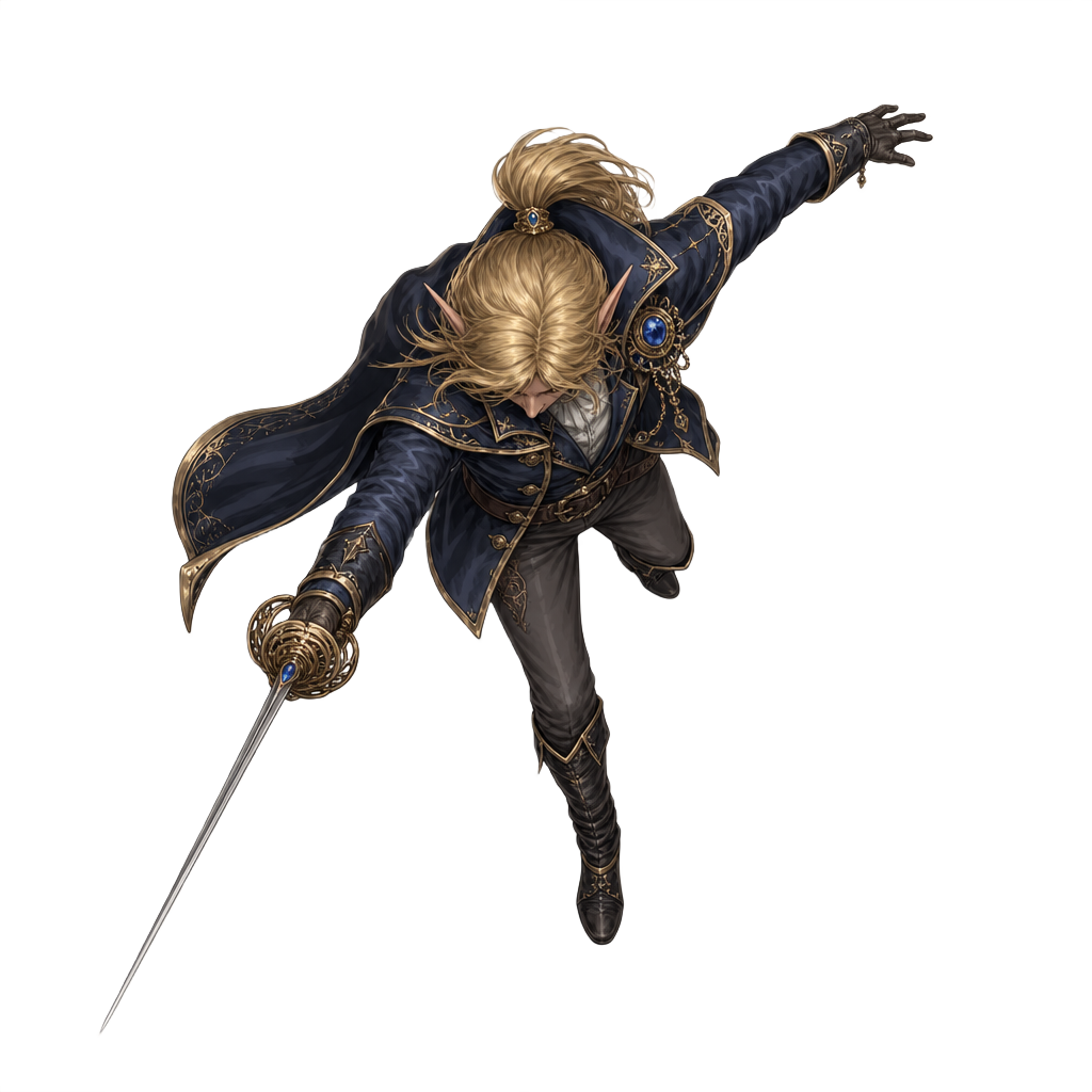 Elf Privateer Duelist top-down token preview