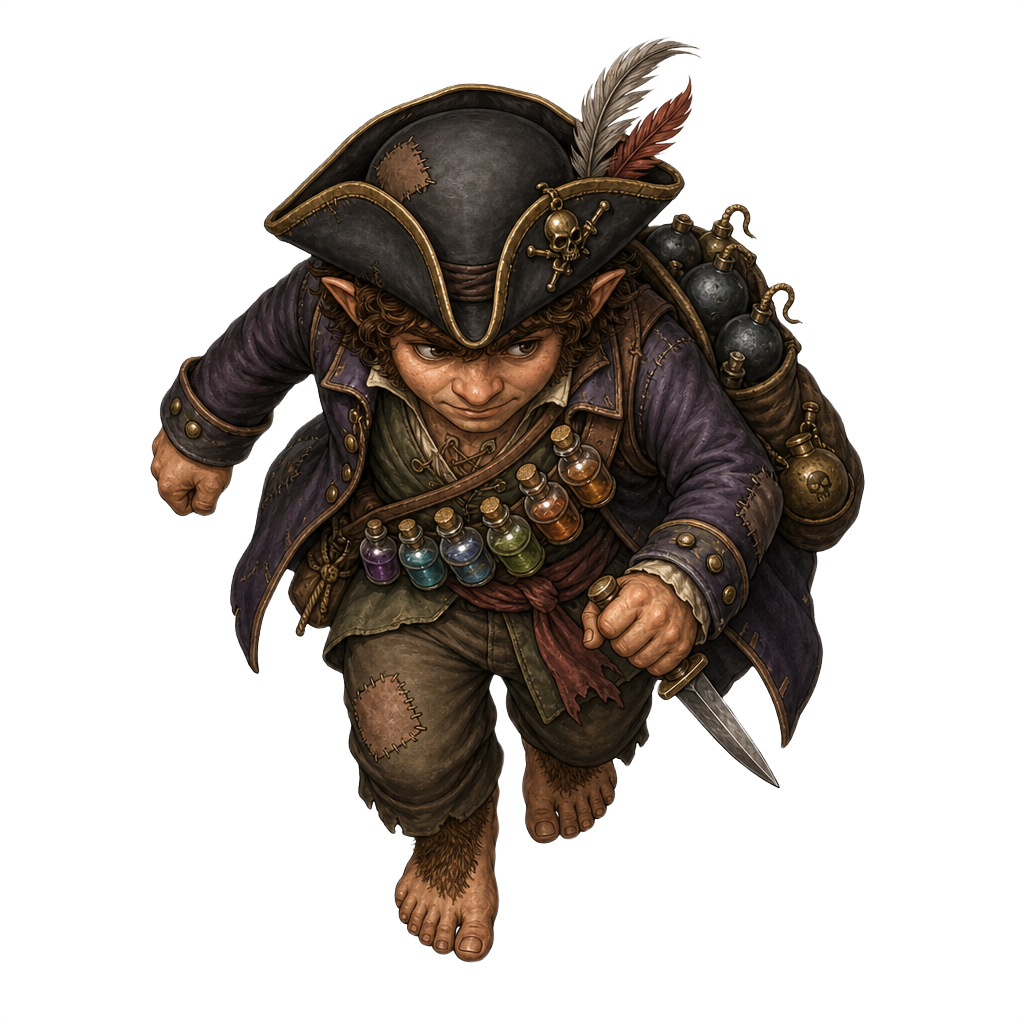 Halfling Pirate Alchemist top-down token preview