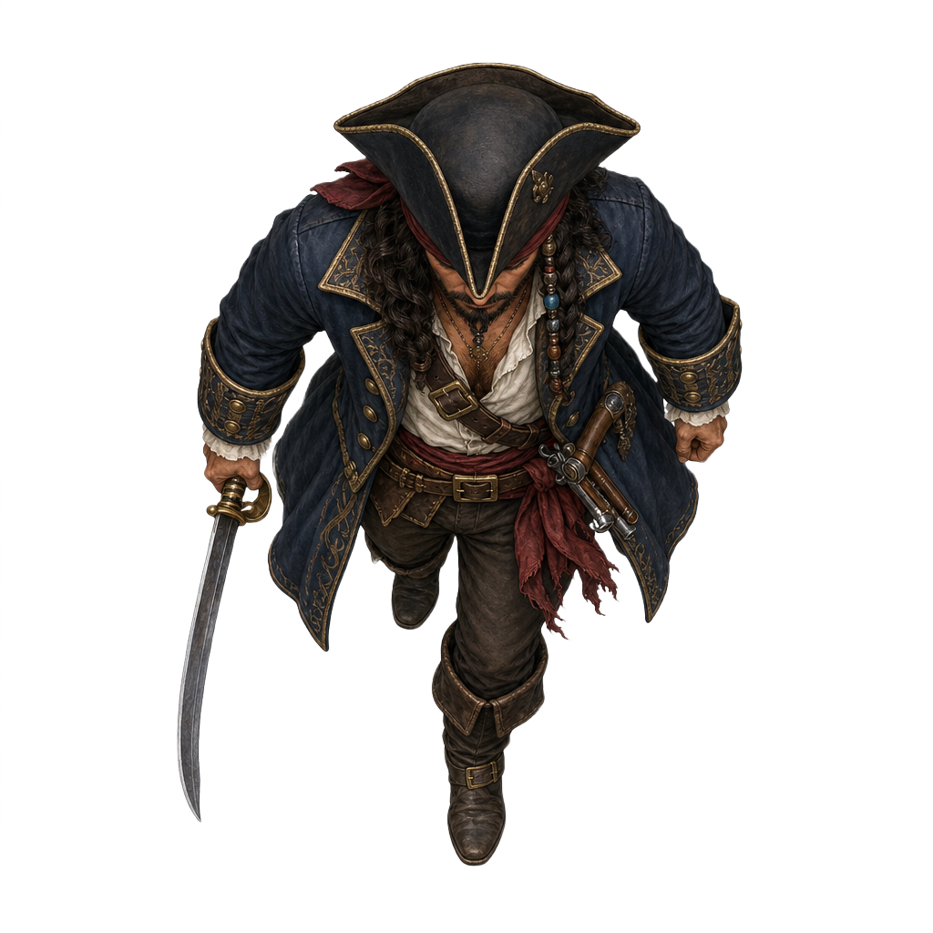 Human Pirate Captain top-down token preview