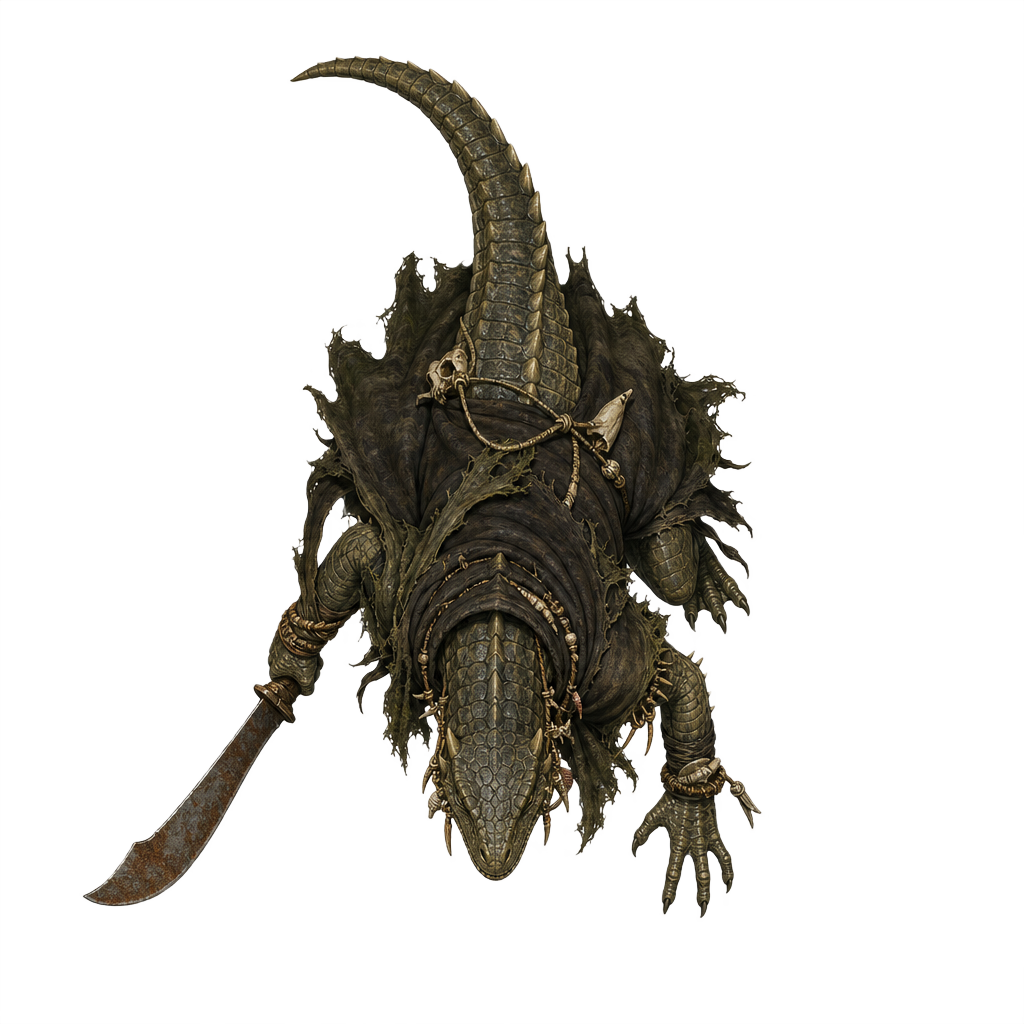 Lizardfolk Blackwater Pirate top-down token preview