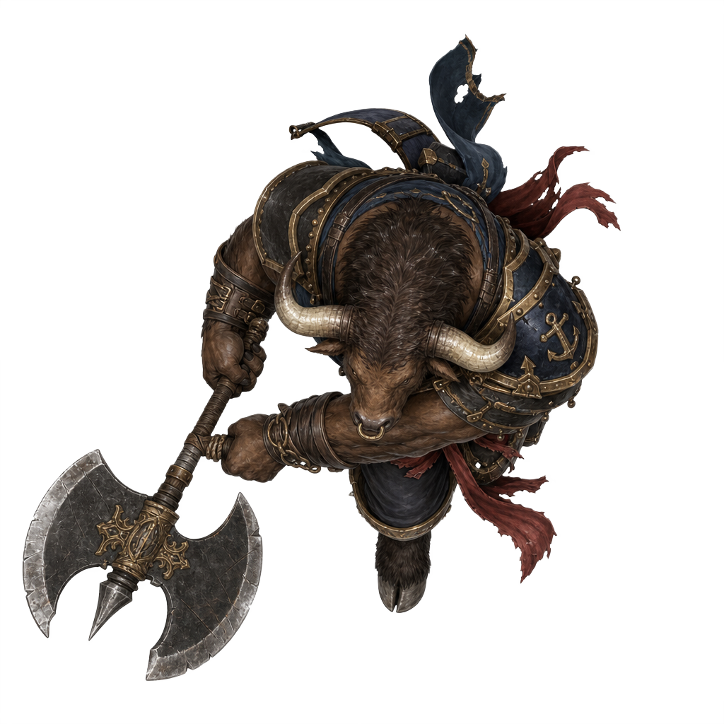 Minotaur Boarding Brute Pirate top-down token preview