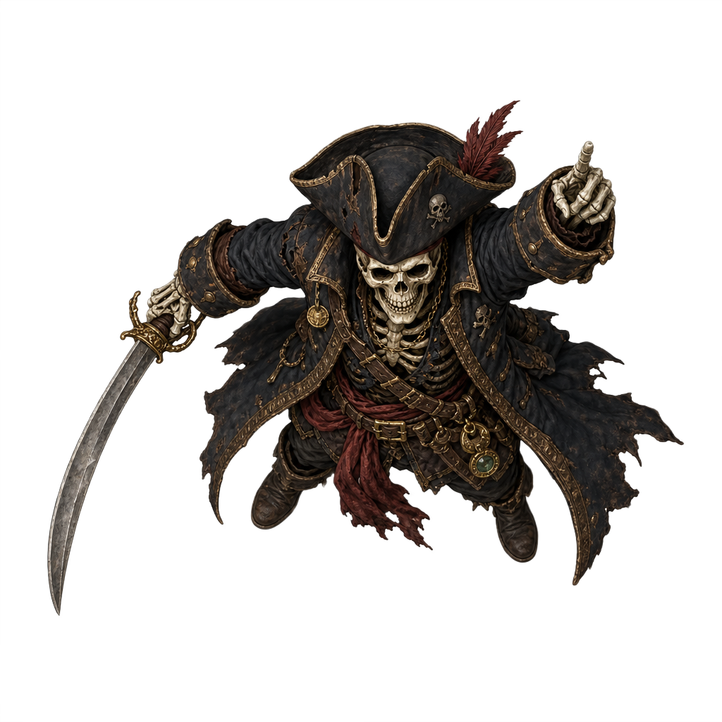 Skeleton Pirate Captain top-down token preview