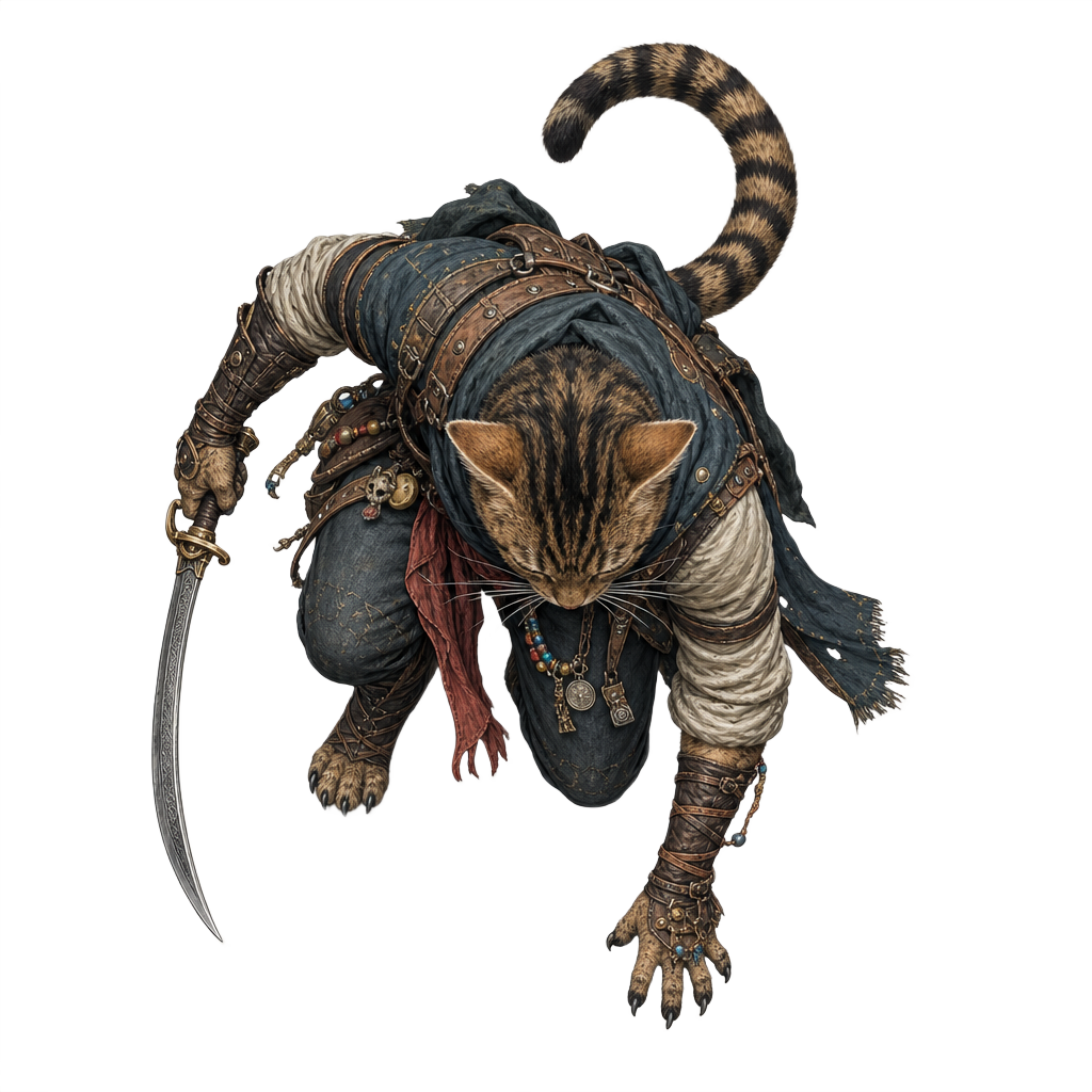 Tabaxi Sea Rogue Pirate top-down token preview