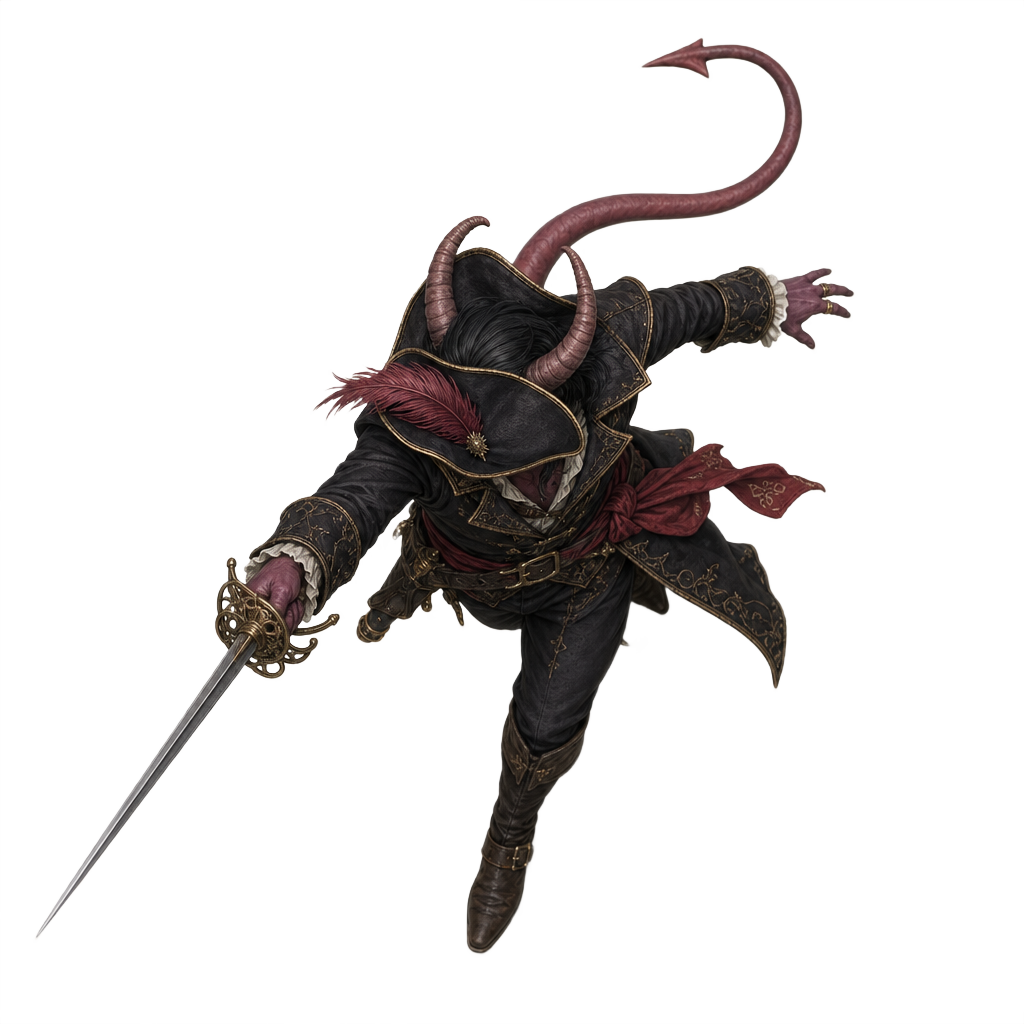 Tiefling Swashbuckler Pirate top-down token preview