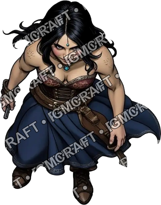 1 Adeline Redcrest Pirate Captain Daughter Has Black Hair Rompt 0575 top-down token preview