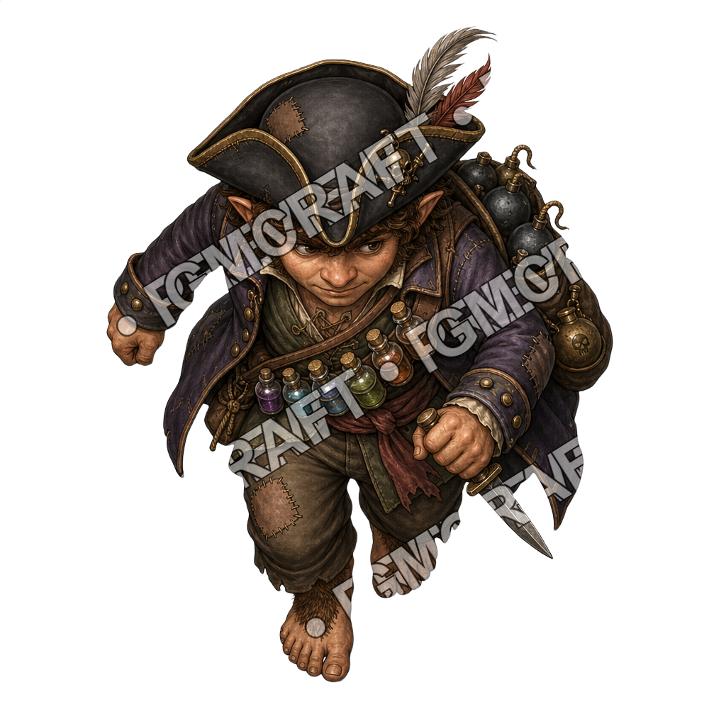 Halfling Pirate Alchemist Topdown Token top-down token preview