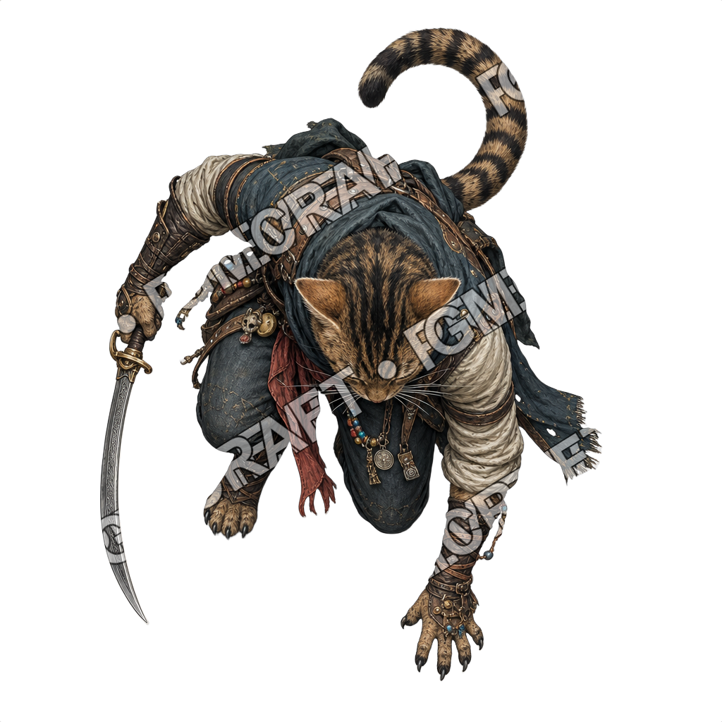 Tabaxi Sea Rogue Pirate Topdown Token top-down token preview