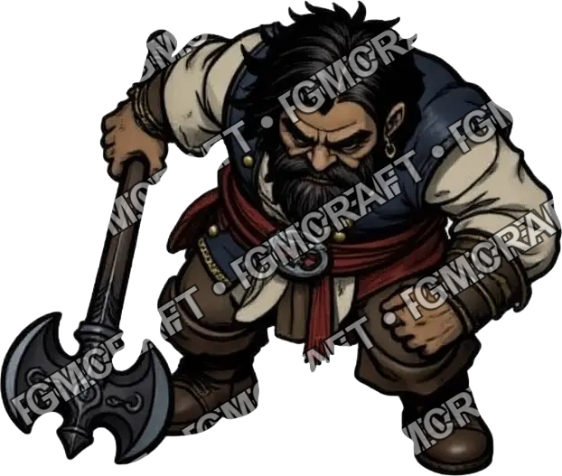 1 Borin Blackstee Pirate Cartoon Style Dwarf Privateer Dark Bearded Captain Rompt 0019 top-down token preview