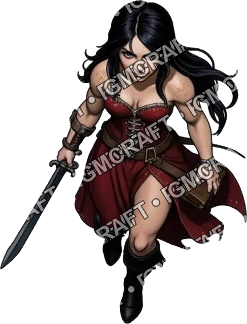 1 Pirate Captain Daughter Adeline Redcrest Woman With Black Hair Rompt 0565 top-down token preview