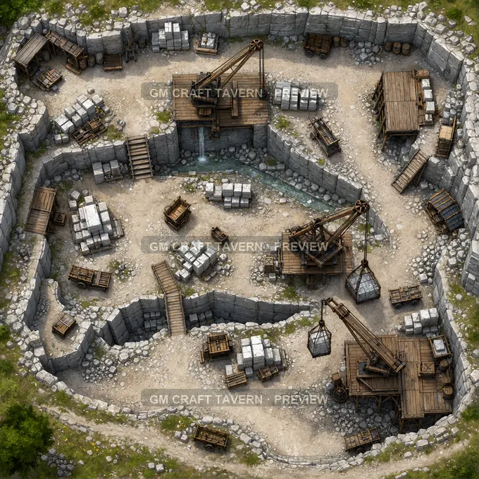 Quarry Crane Yard battlemap preview