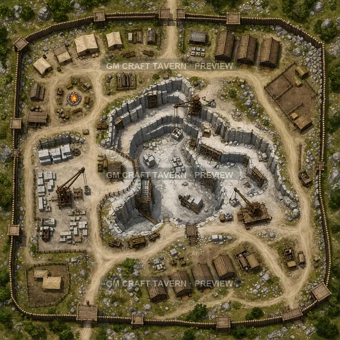 Slave Quarry Camp battlemap preview