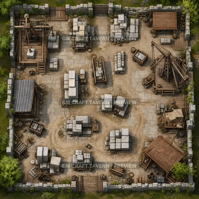 Stone Block Loading Yard battlemap preview