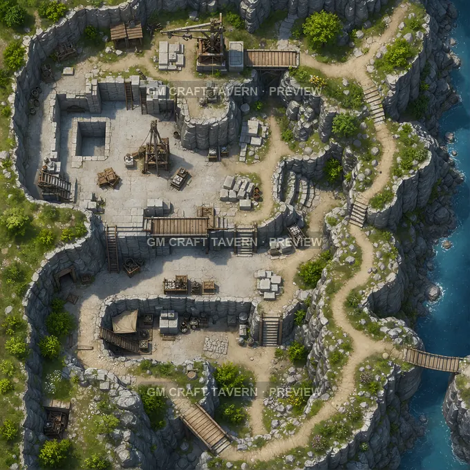 Cliffside Quarry Path battlemap preview