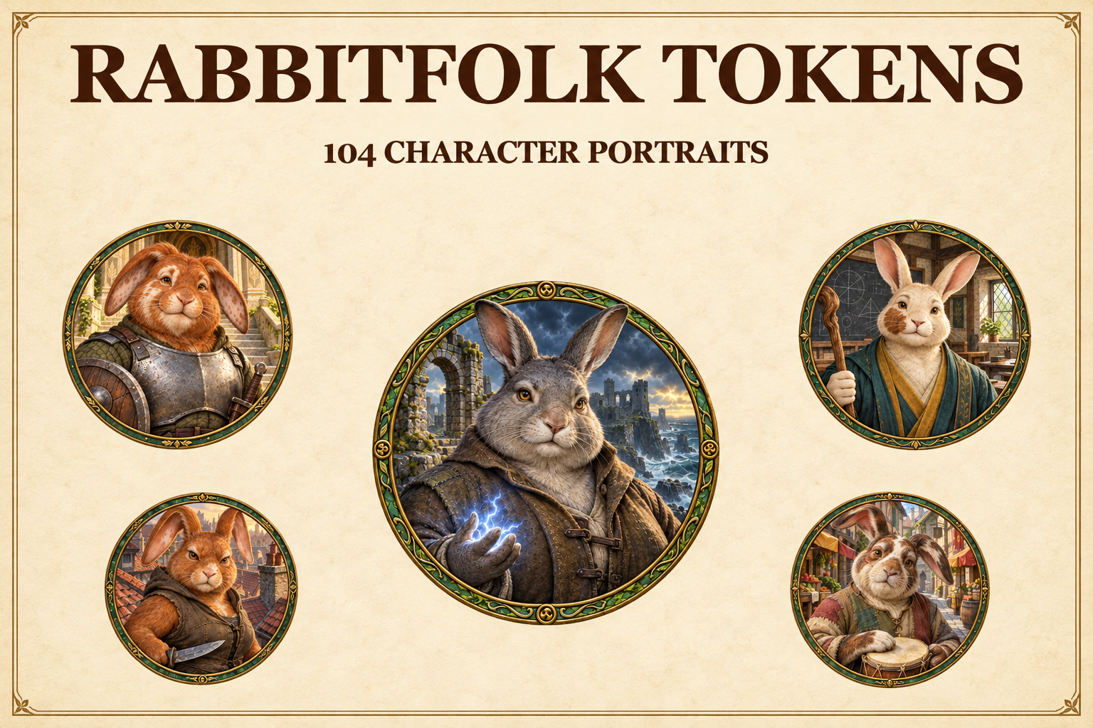 104 Rabbitfolk Character Tokens — Fantasy Portraits