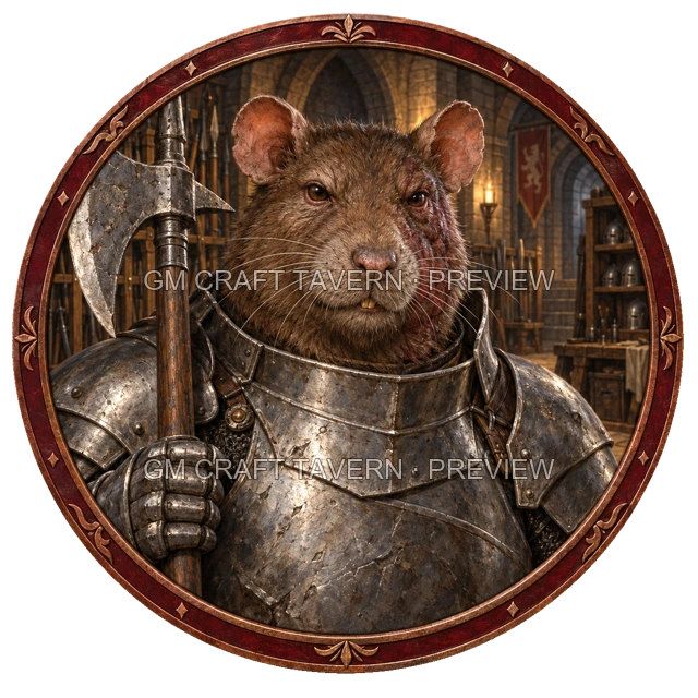 Varka Redcliff - aperçu de token de combattant vu du dessus