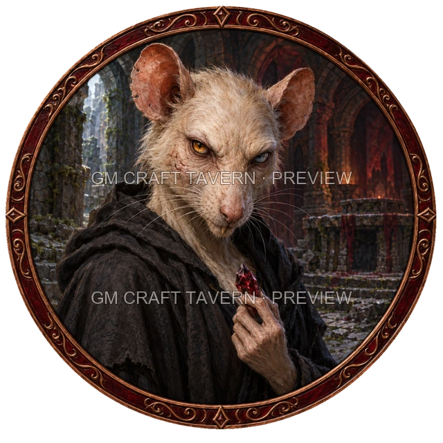 Aperçu de token de sorcier maléfique vu du dessus