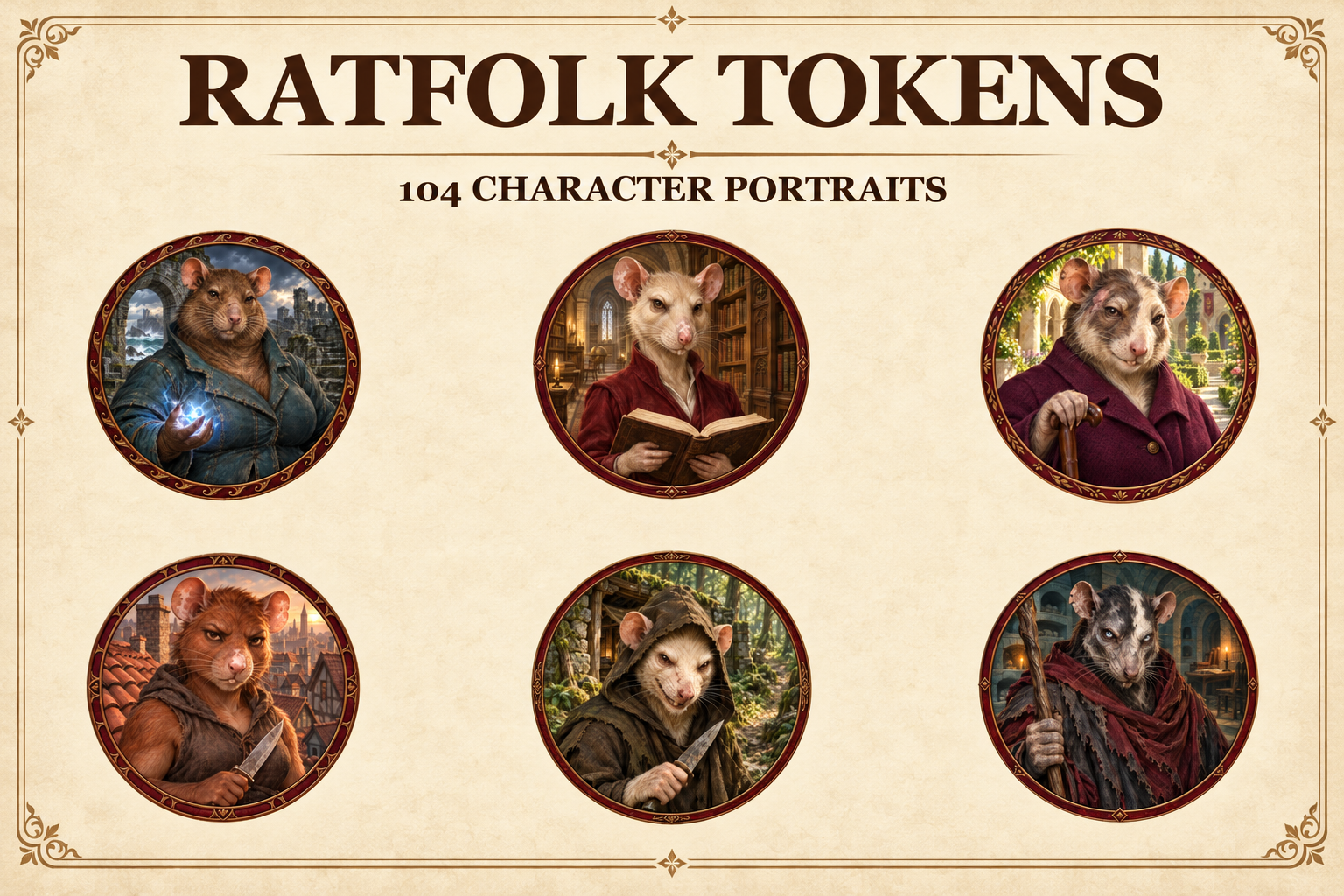 Aperçu du produit Tokens de personnages ratfolk 1