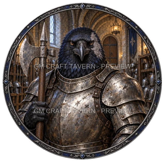 Varka Redcliff - aperçu de token de combattant vu du dessus