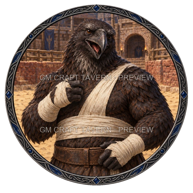 Morga Redcliff - aperçu de token de combattant vu du dessus