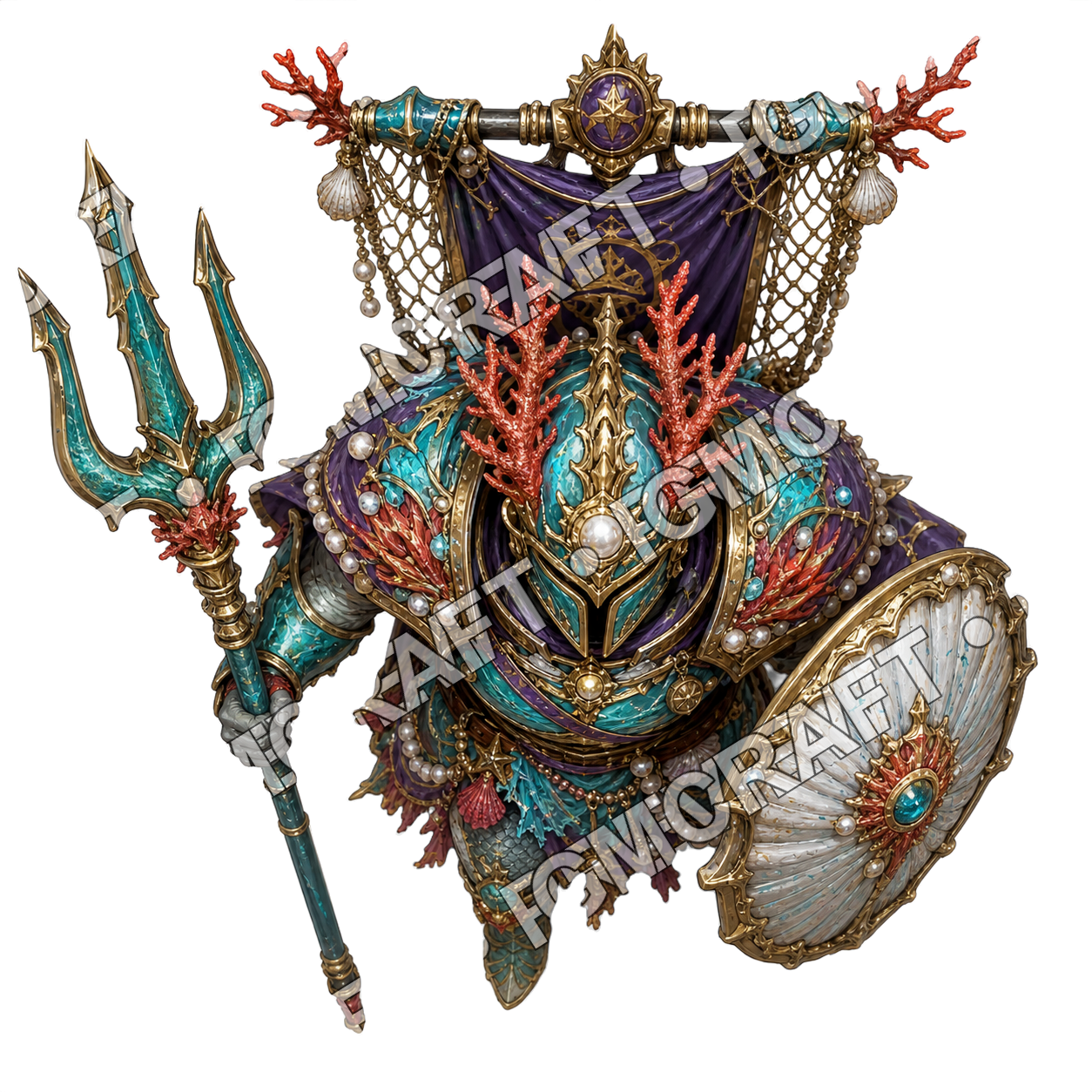Sunken Atlantis Royal Guard 01 Trident Captain Topdown Token top-down token preview