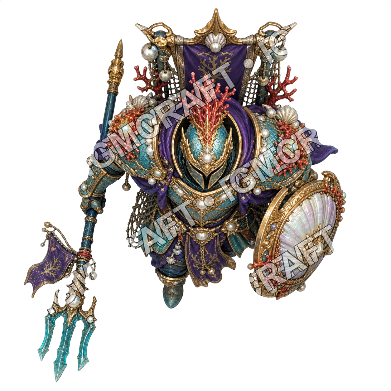 Sunken Atlantis Royal Guard 04 Tidal Lancer Topdown Token top-down token preview