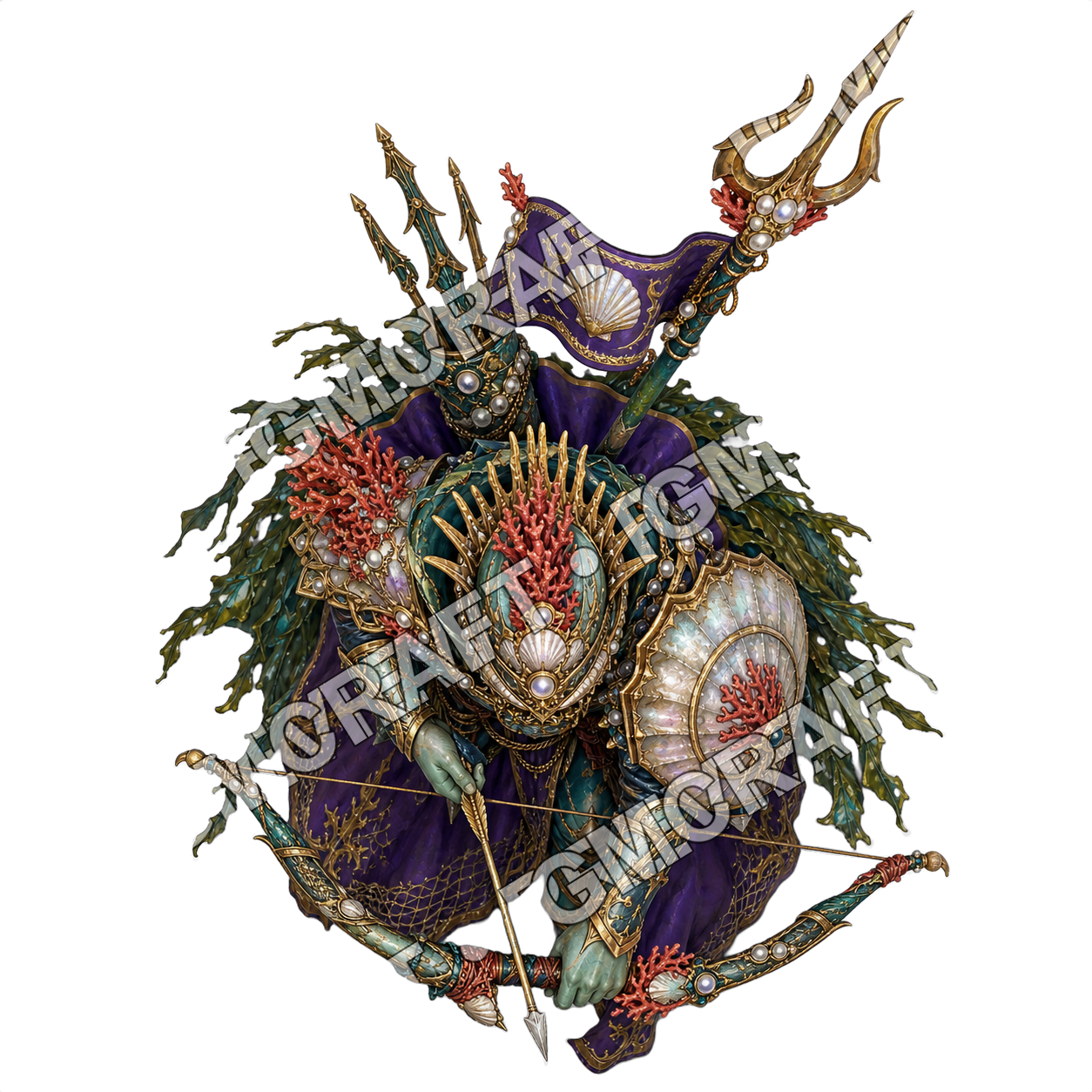 Sunken Atlantis Royal Guard 11 Kelp Cloak Archer Topdown Token top-down token preview