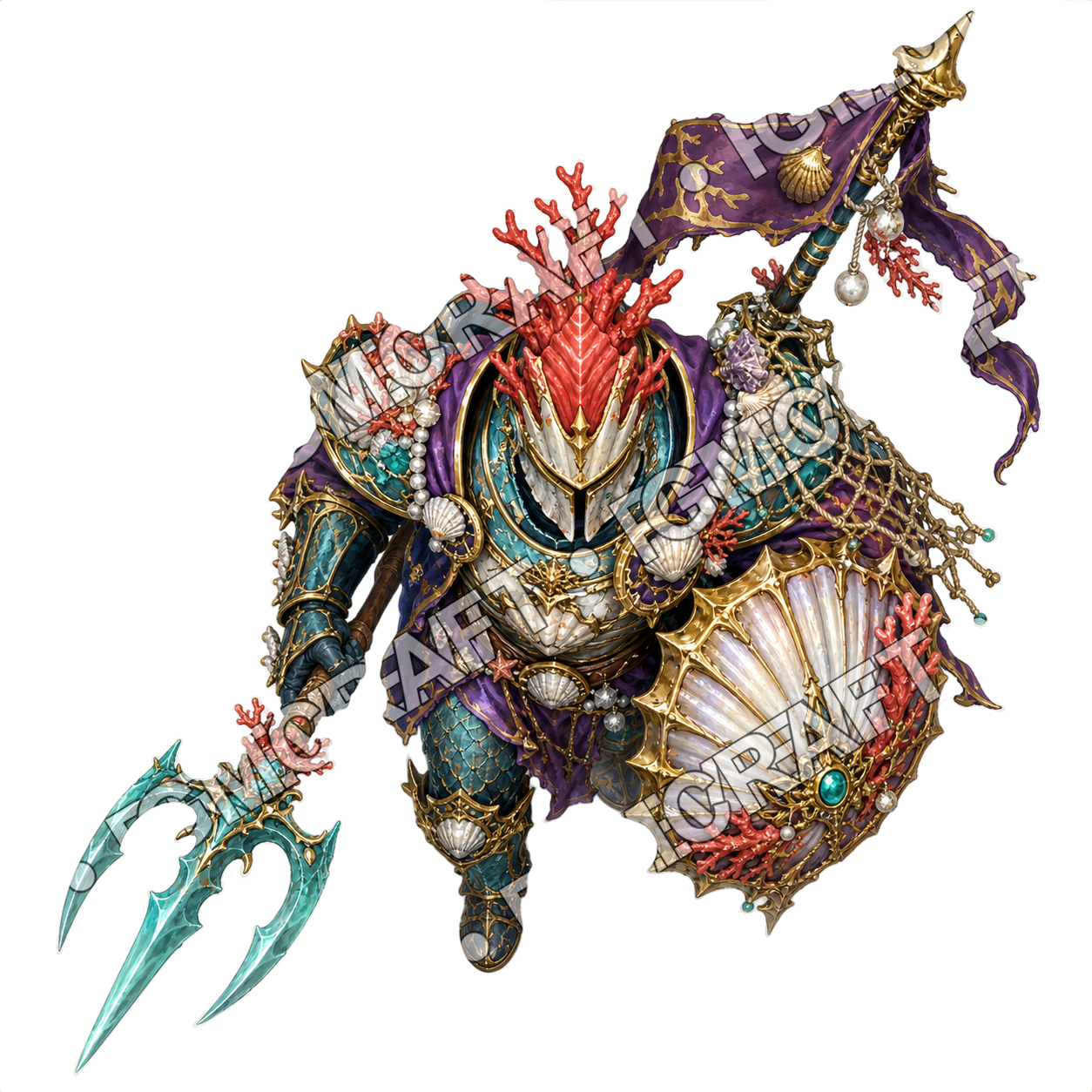 Sunken Atlantis Royal Guard 12 Shell Mace Veteran Topdown Token top-down token preview