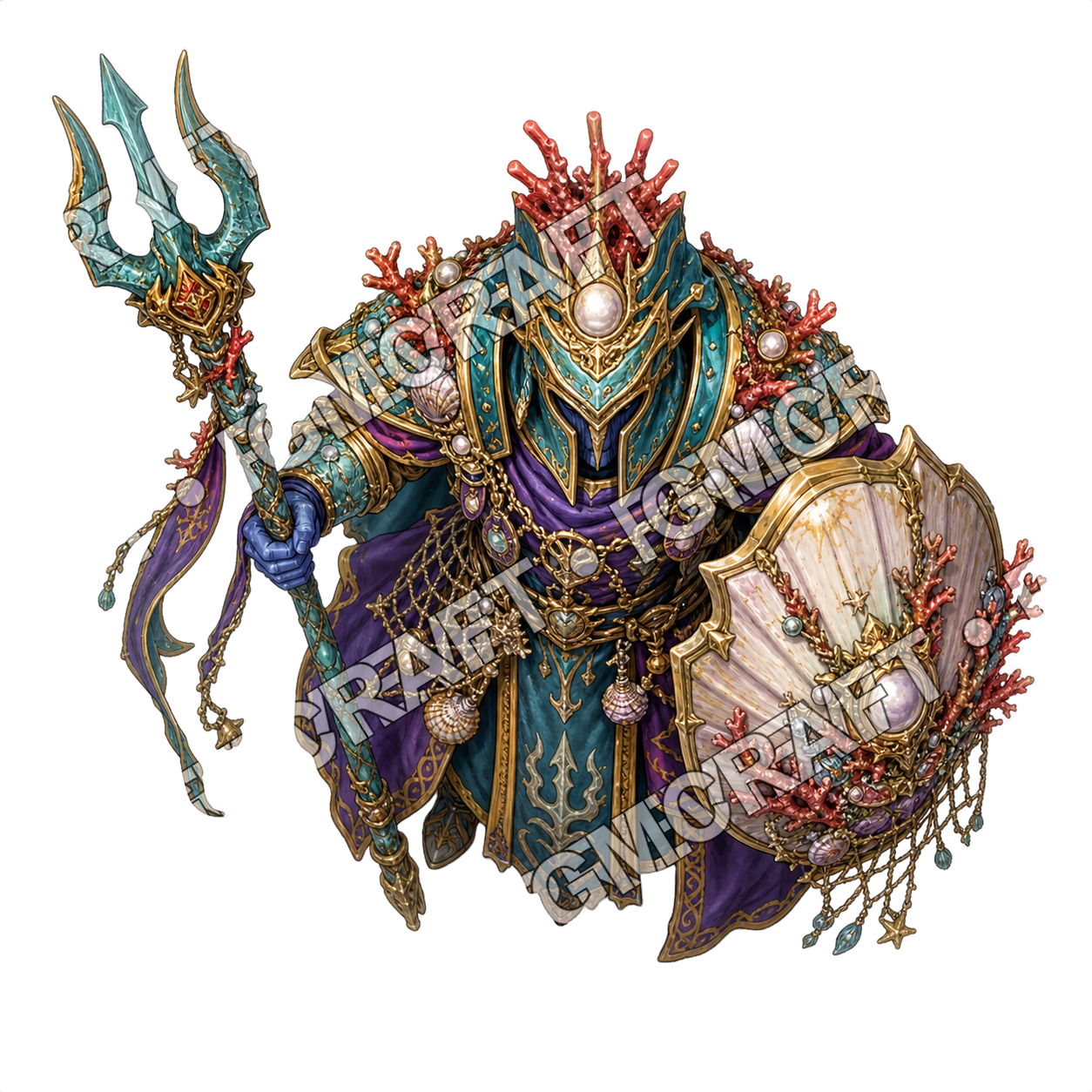 Sunken Atlantis Royal Guard 15 Sea Rune Magister Topdown Token top-down token preview