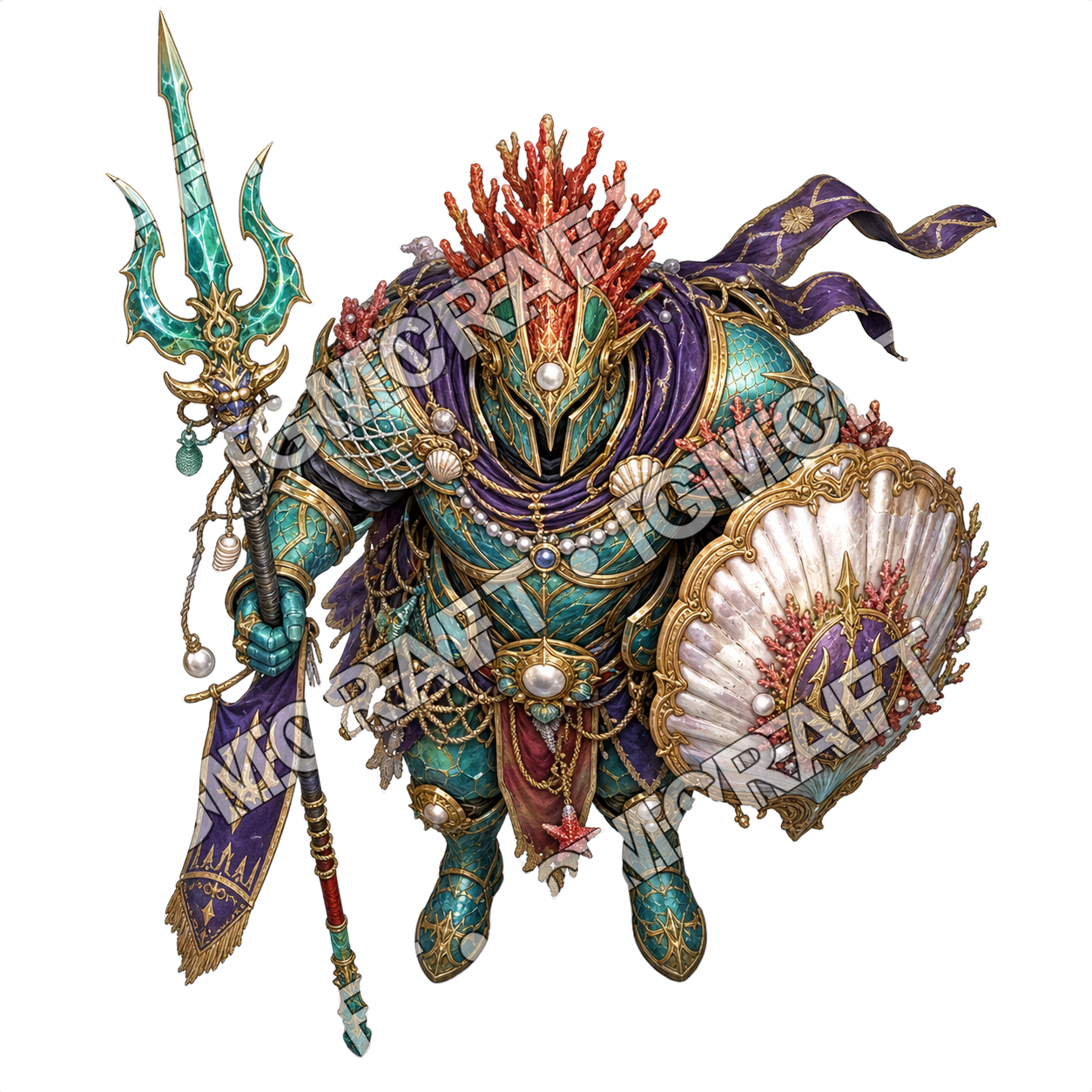 Sunken Atlantis Royal Guard 16 Current Spear Centurion Topdown Token top-down token preview