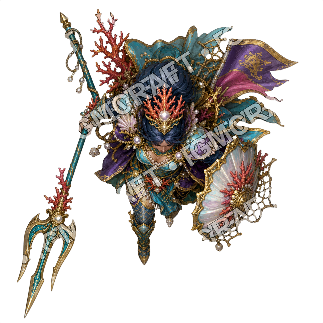 Sunken Atlantis Royal Guard 18 Storm Trident Huntress Topdown Token top-down token preview