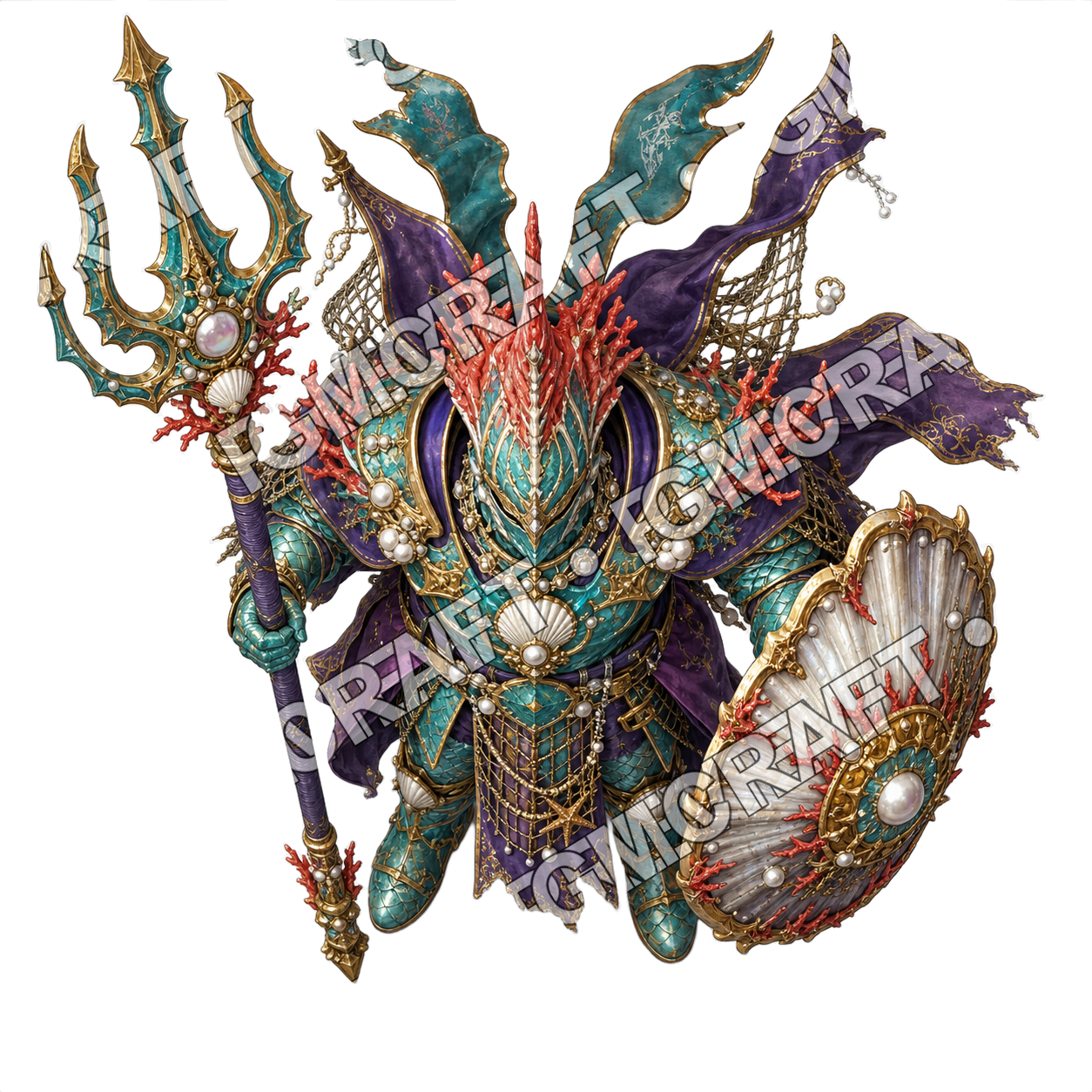Sunken Atlantis Royal Guard 21 Tidecaller Bishop Topdown Token top-down token preview