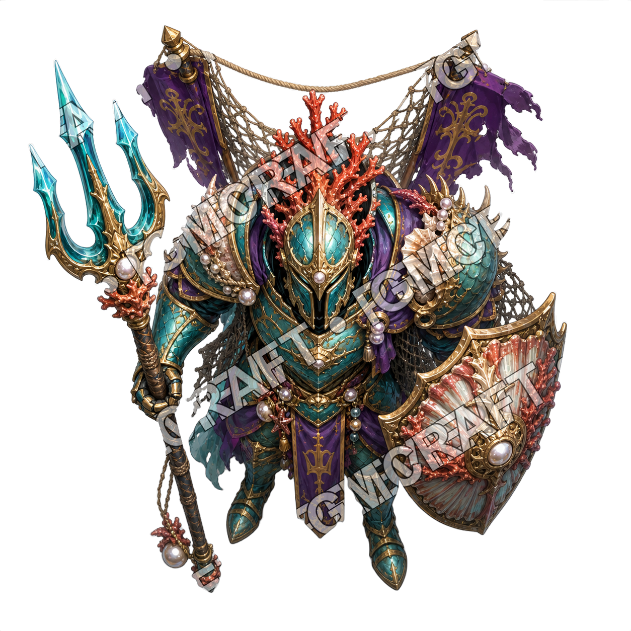 Sunken Atlantis Royal Guard 26 Leviathan Ward Paladin Topdown Token top-down token preview
