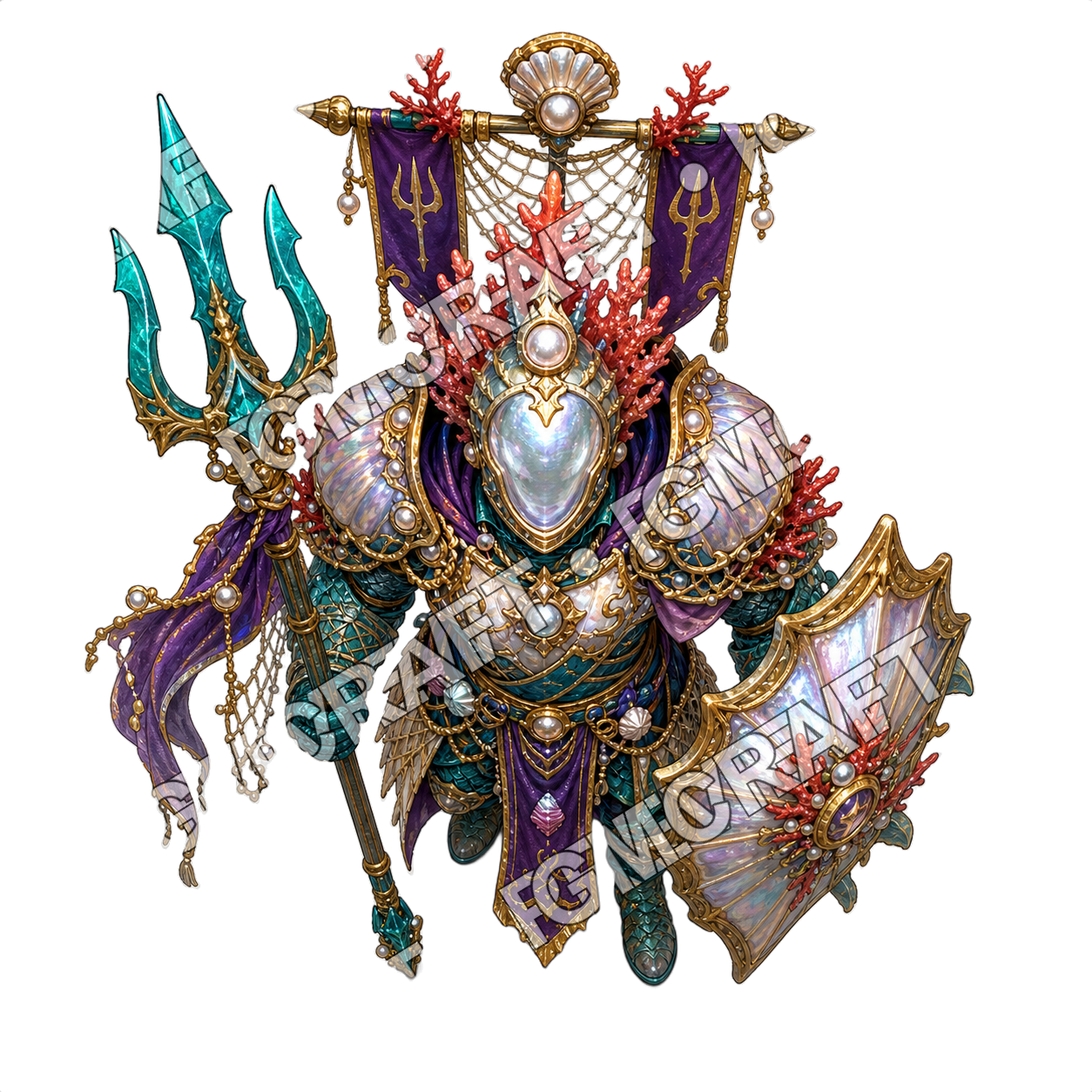 Sunken Atlantis Royal Guard 27 Pearl Mirror Seer Topdown Token top-down token preview