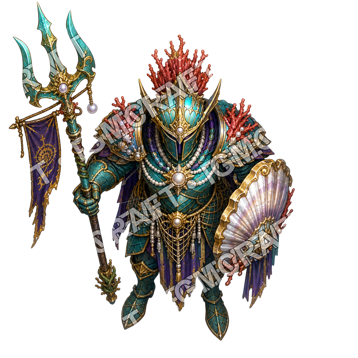 Sunken Atlantis Royal Guard 29 Ceremonial Pike Noble Topdown Token top-down token preview