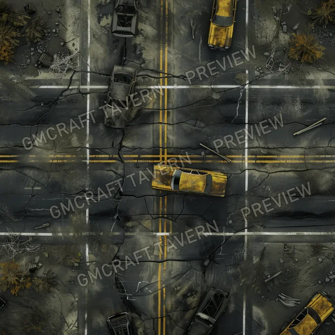 Highway With Cars Abandonned battlemap preview