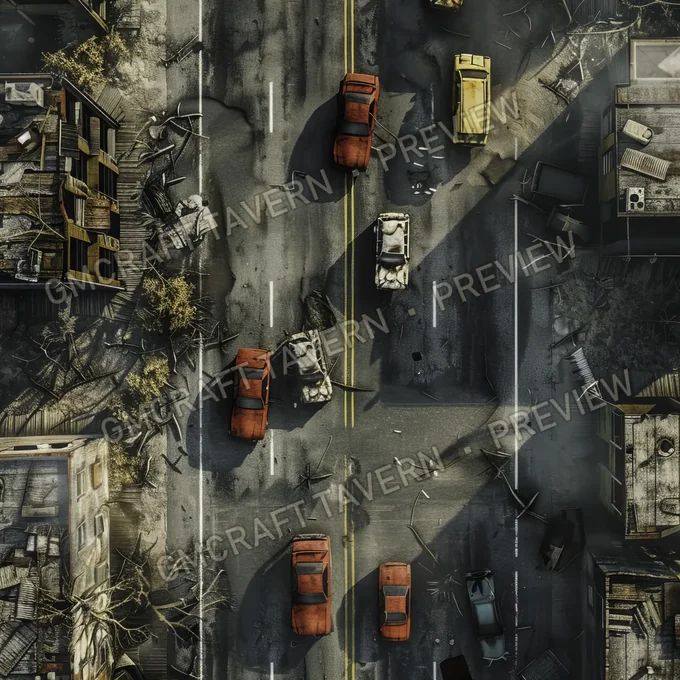 Highway With Old Cars Battle battlemap preview