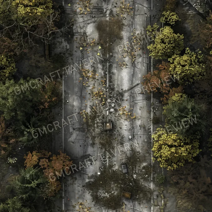 Abandonned Road With Zombies Wal battlemap preview