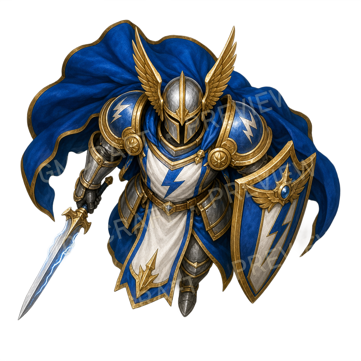 Winged Helm Paladin top-down token preview
