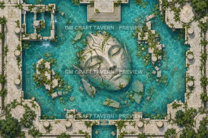The Flooded Mask Court battlemap preview