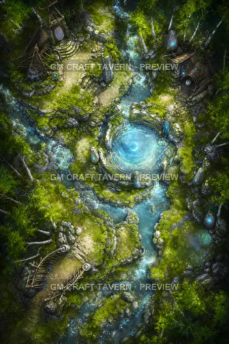 Silver Birch Moonwell battlemap preview