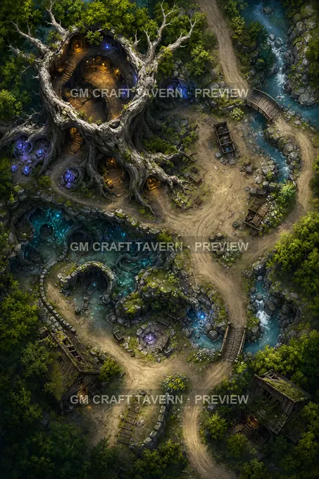 Hollow Ash Waystation battlemap preview