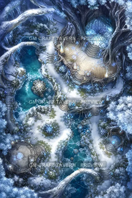 Frostbloom Tree Hollow battlemap preview