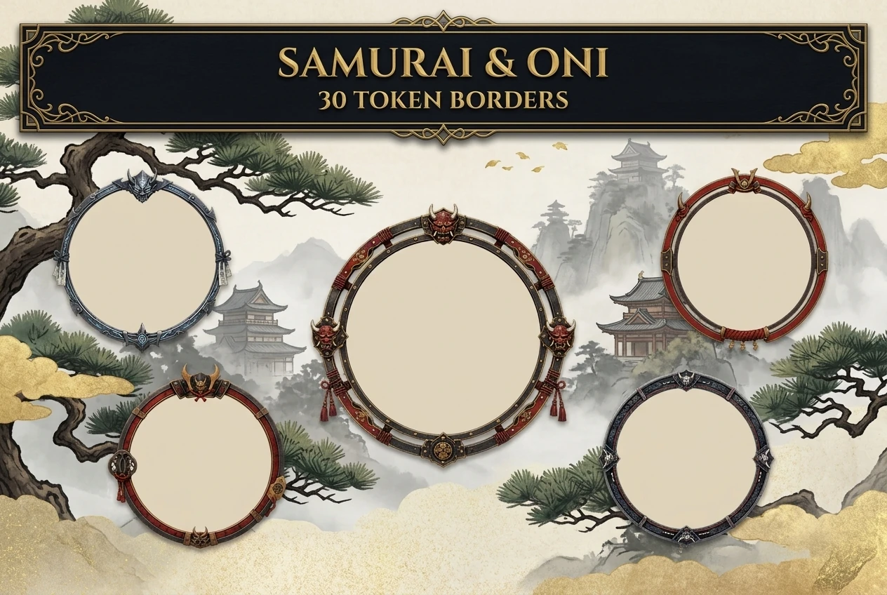 Samurai & Oni — 30 Free Token Borders